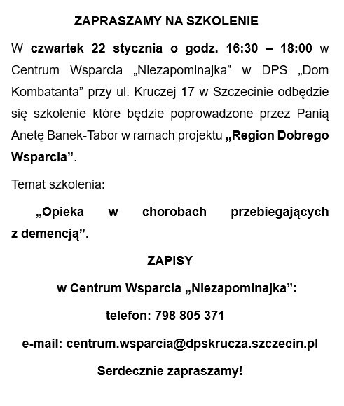 Szkolenie w Centrum Wsparcia „Niezapominajka”